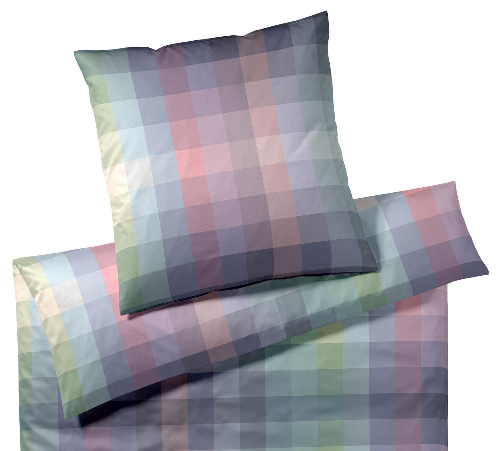 Satin Bettwaesche Check Out in Lavendel Karo Freisteller #farbe_Lavendel