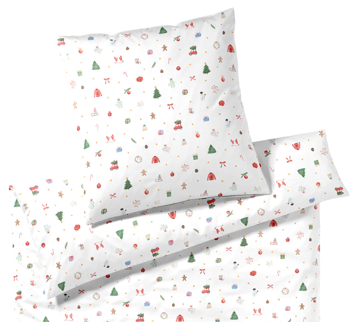 Satin Bettwäsche Christmas Treats in Weiß Weihnachtsmotive Freisteller #farbe_Christmas Treats Weiß