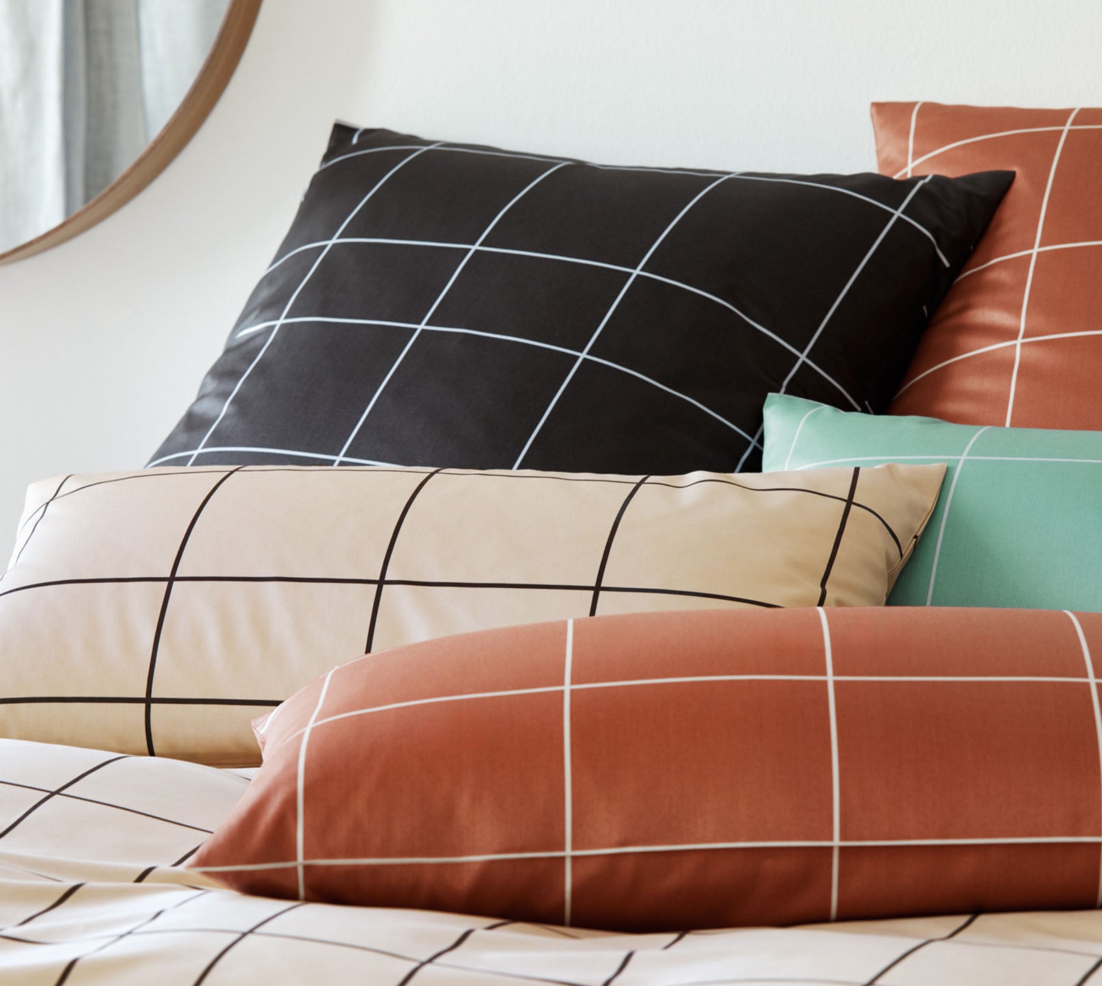 Satin Bettwäsche Cross Karo Kissenmix