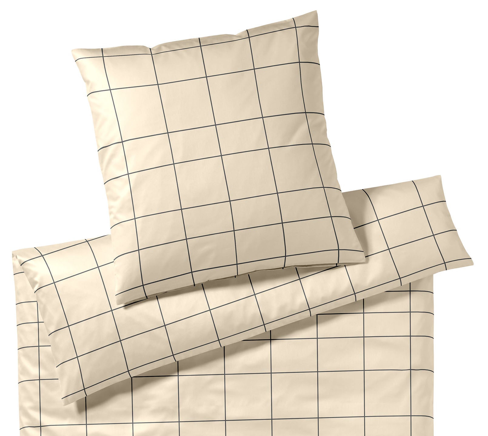Satin Bettwäsche Cross in Beige Karo Freisteller #farbe_Cross Beige