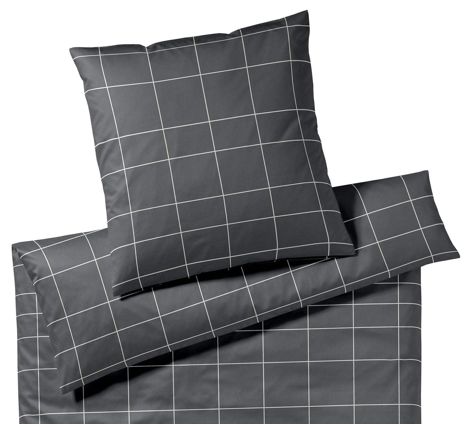 Satin Bettwäsche Cross in Basalt Karo Freisteller #farbe_Cross Basalt