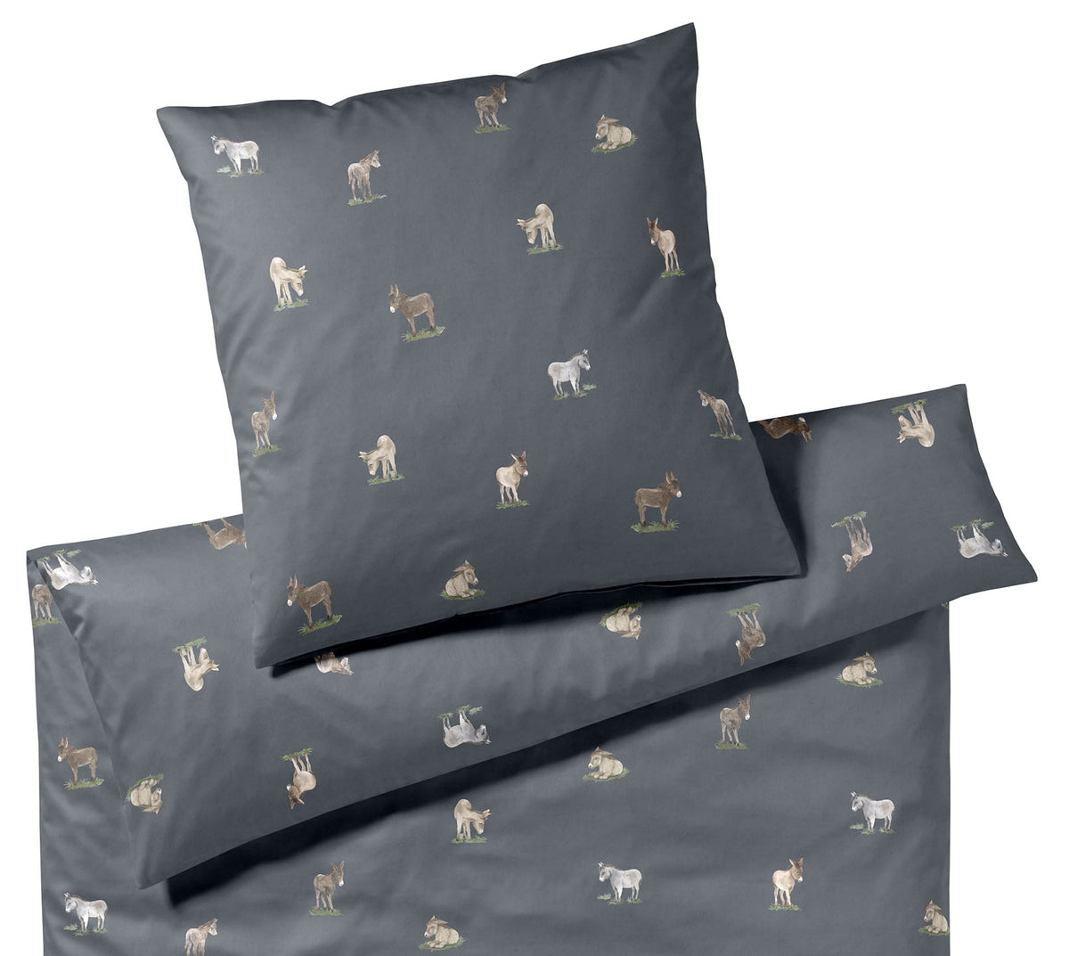 Satin Bettwäsche Donkey in Dunkelblau Esel Freisteller #farbe_Dunkelblau