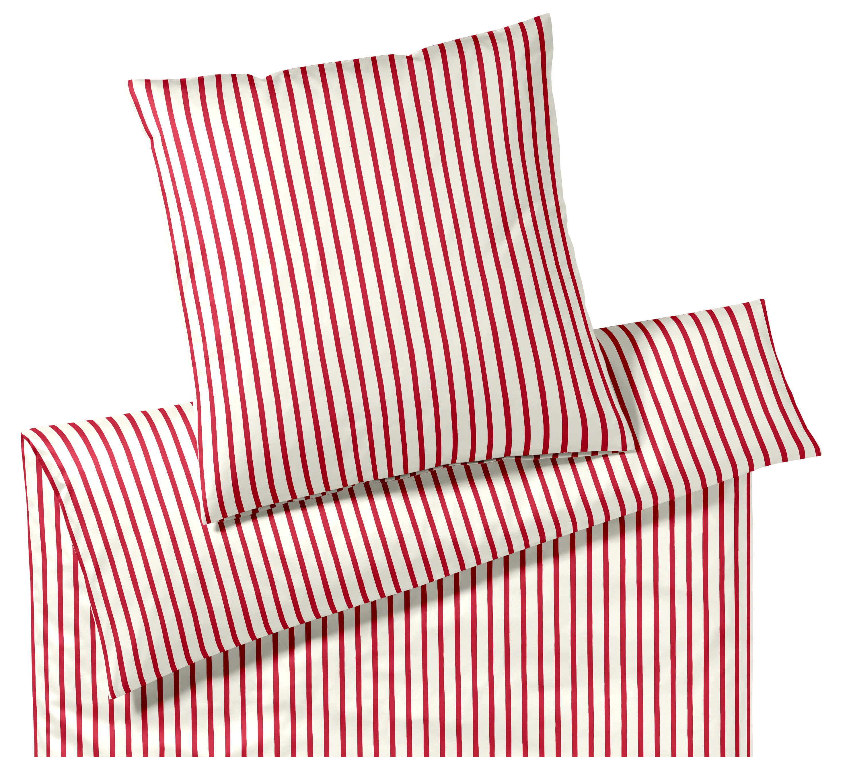 Satin Bettwäsche Double in Himbeerrot Streifen Freisteller #farbe_Double Himbeerrot