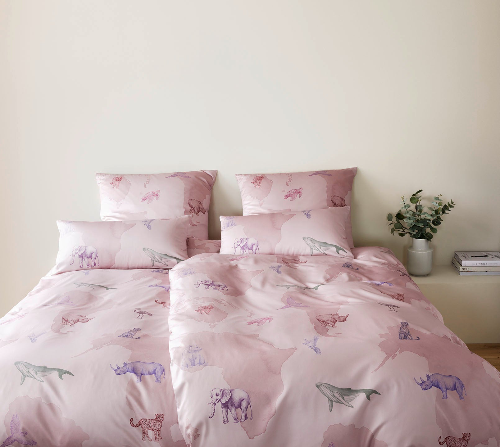 Satin Bettwäsche Explorer Rose Tiermotive Schlafzimmer #farbe_Explorer Rose