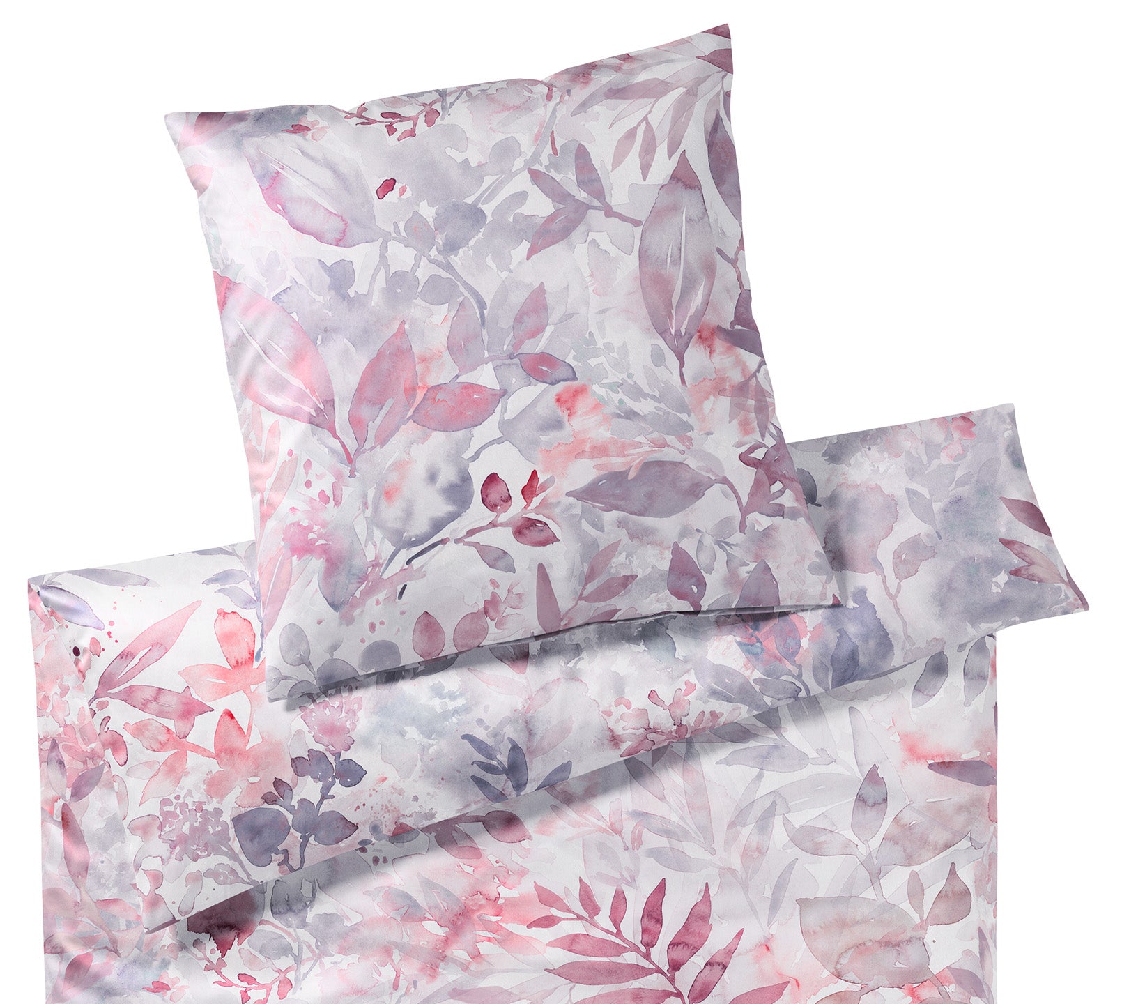 Satin Bettwaesche mit Blumen Blend in Rouge Freisteller #farbe_Rouge