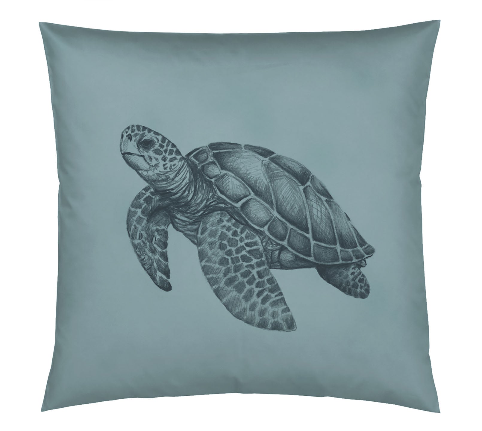 Satin Kissenbezug Globetrotter Tiermotiv Schildkröte Aquagrün Freisteller #farbe_Globetrotter Aquagrün