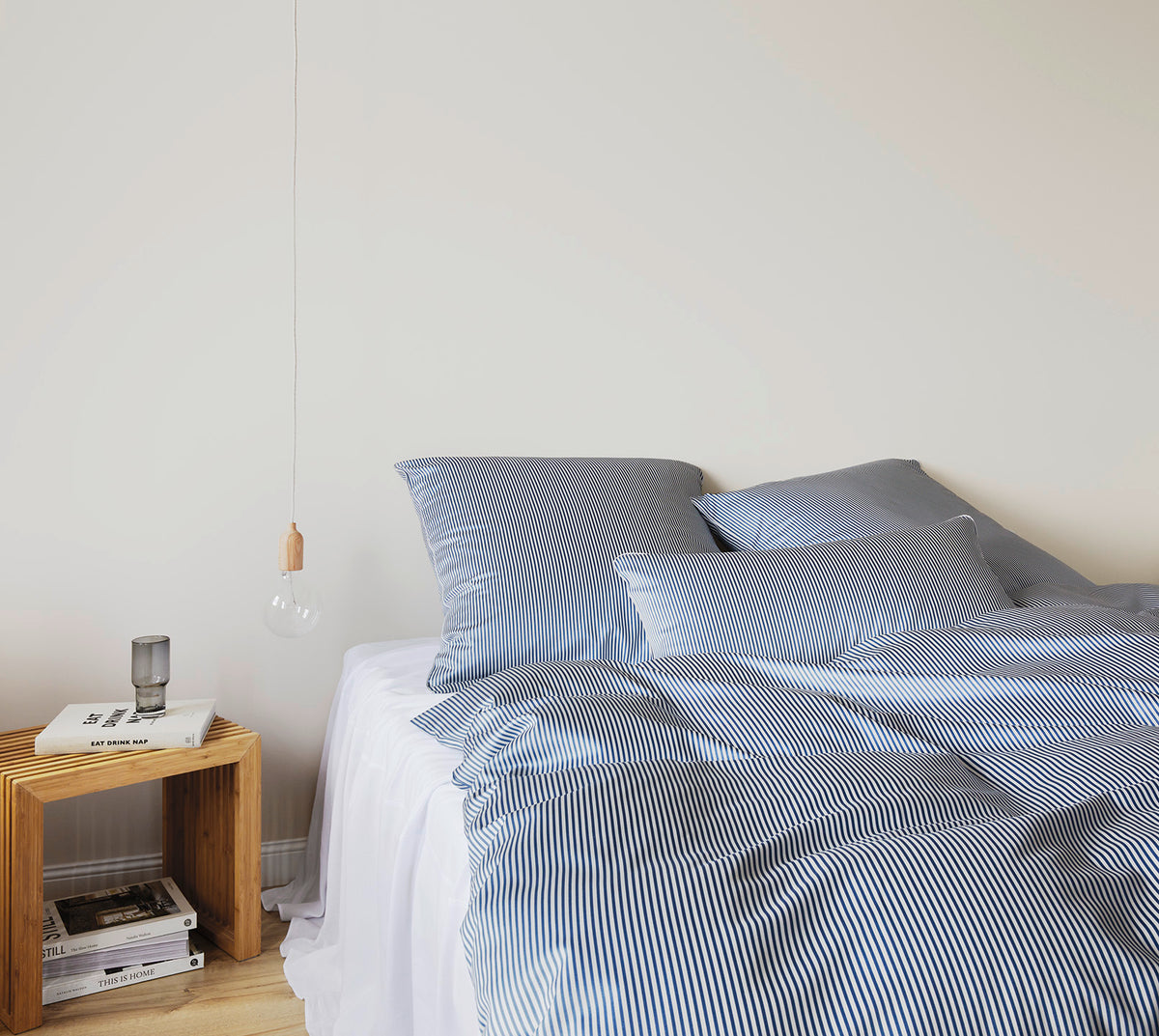 Satin Bettwäsche Hamburger Streifen in Marine Streifen Schlafzimmer #farbe_Hamburger Streifen Marine