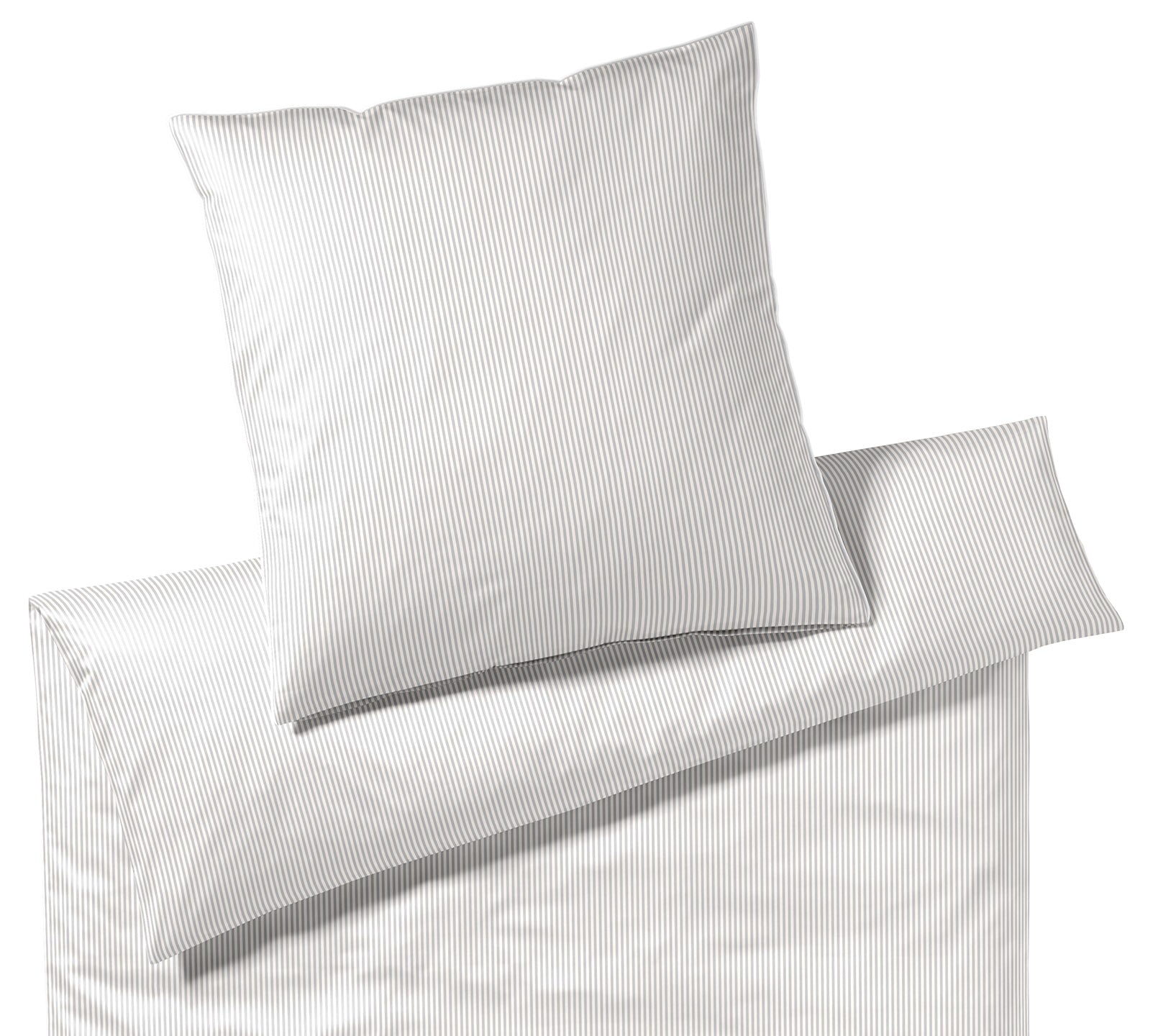 Satin Bettwäsche Hamburger Streifen in Hellgrau Streifen Freisteller #farbe_Hamburger Streifen Hellgrau