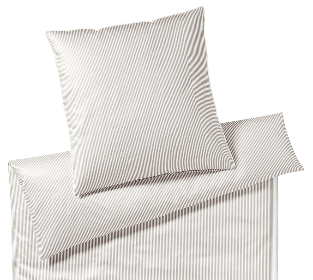 Satin Bettwäsche Hamburger Streifen in Sand Freisteller #farbe_Sand