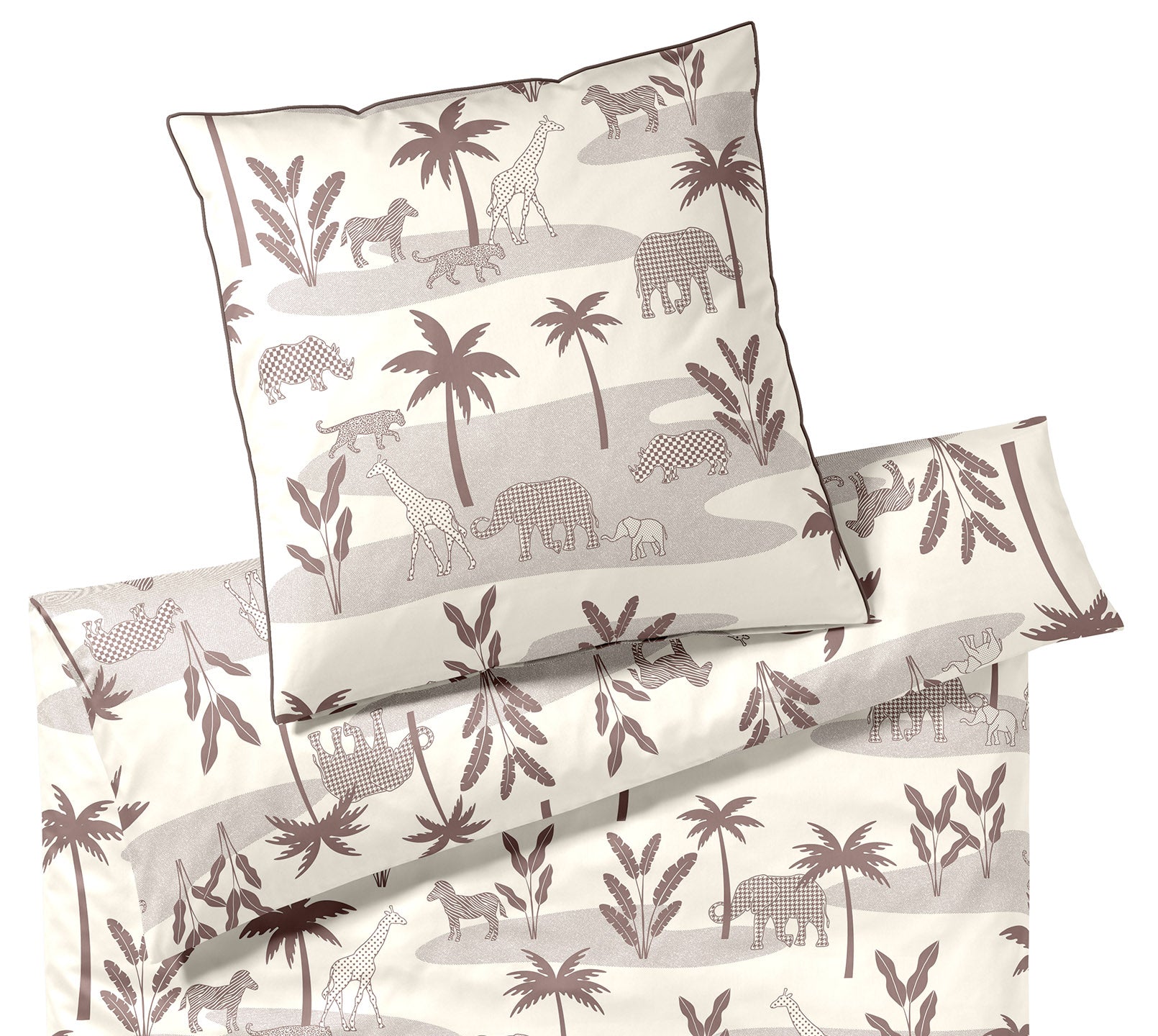 Satin Bettwäsche Jungle Graphic in Savanne Dschungeltiere Freisteller #farbe_Jungle Graphic Savanne