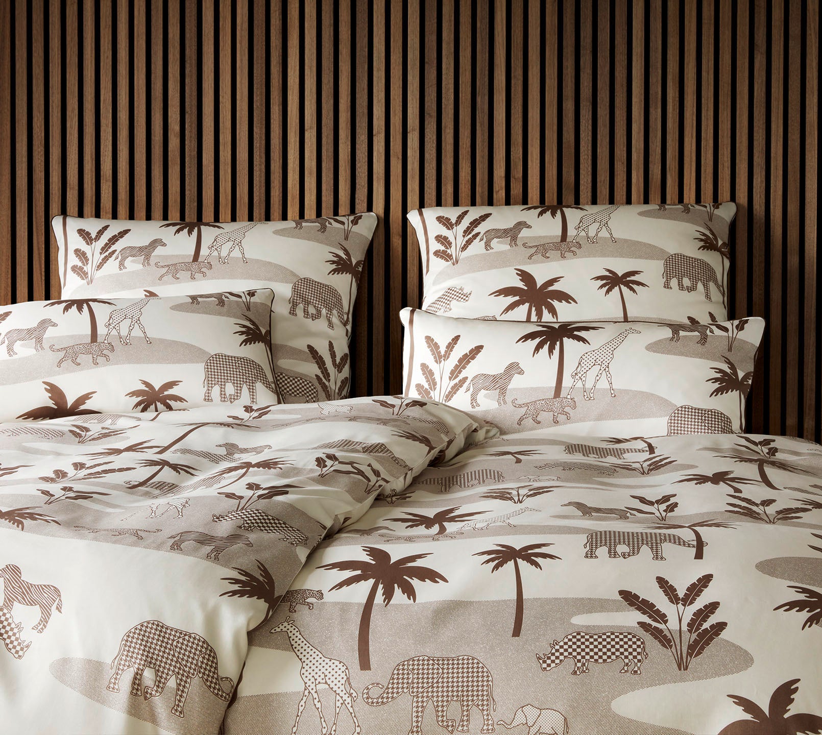 Satin Bettwäsche Jungle Graphic in Savanne Dschungeltiere Schlafzimmer #farbe_Jungle Graphic Savanne