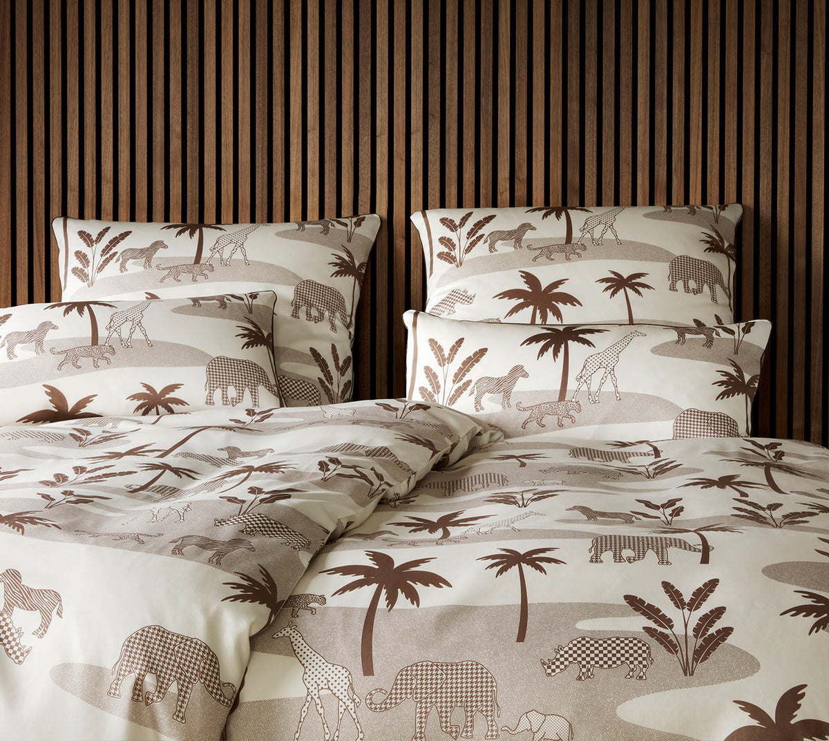 Satin Bettwäsche Jungle Graphic in Savanne Dschungeltiere Schlafzimmer #farbe_Jungle Graphic Savanne