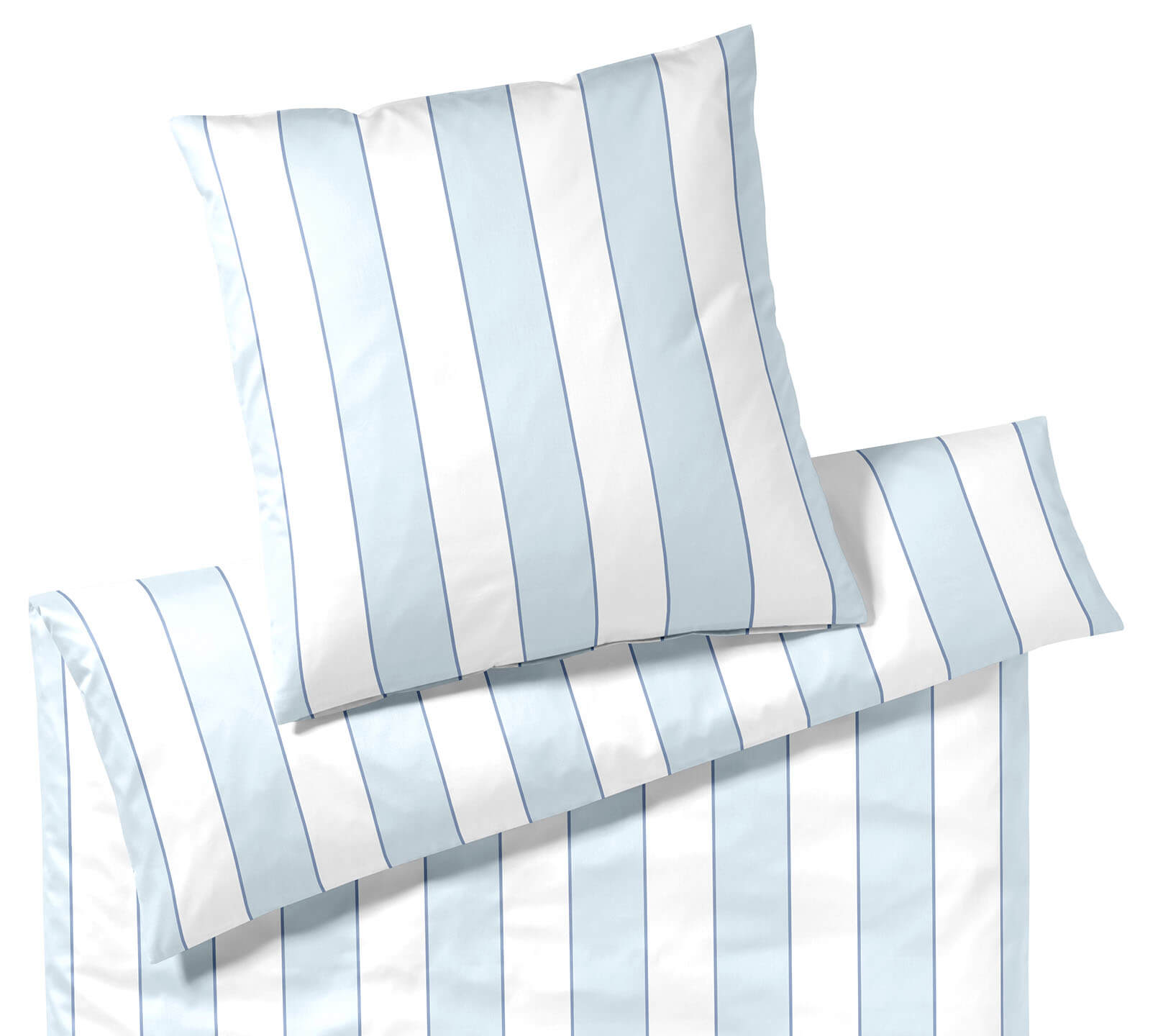 Satin Bettwäsche Levens in Himmelblau Streifen Freisteller #farbe_Levens Himmelblau