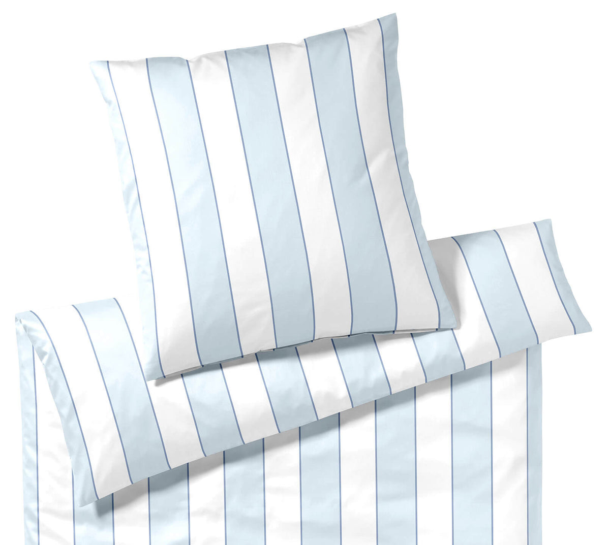 Satin Bettwäsche Levens in Himmelblau Streifen Freisteller #farbe_Levens Himmelblau