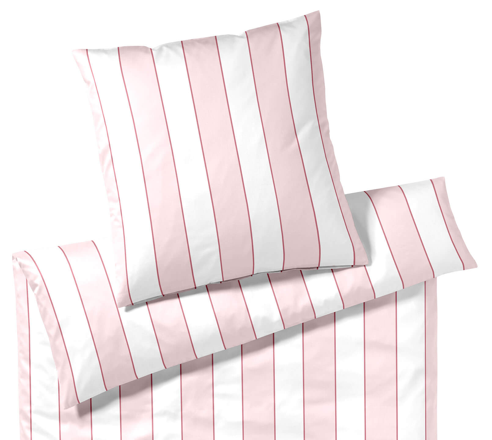 Satin Bettwäsche Levens in Himbeerrosa Streifen Freisteller #farbe_Levens Himbeerrosa