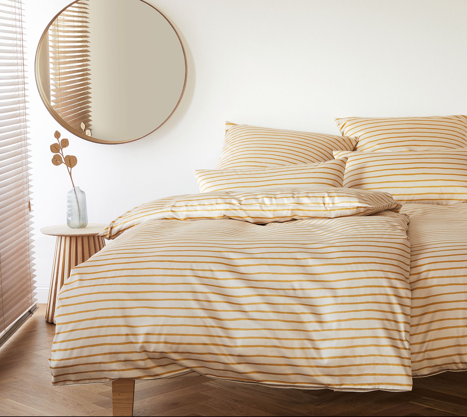 Satin Bettwäsche Lines Streifen in Gelb Schlafzimmer #farbe_Lines Scotch