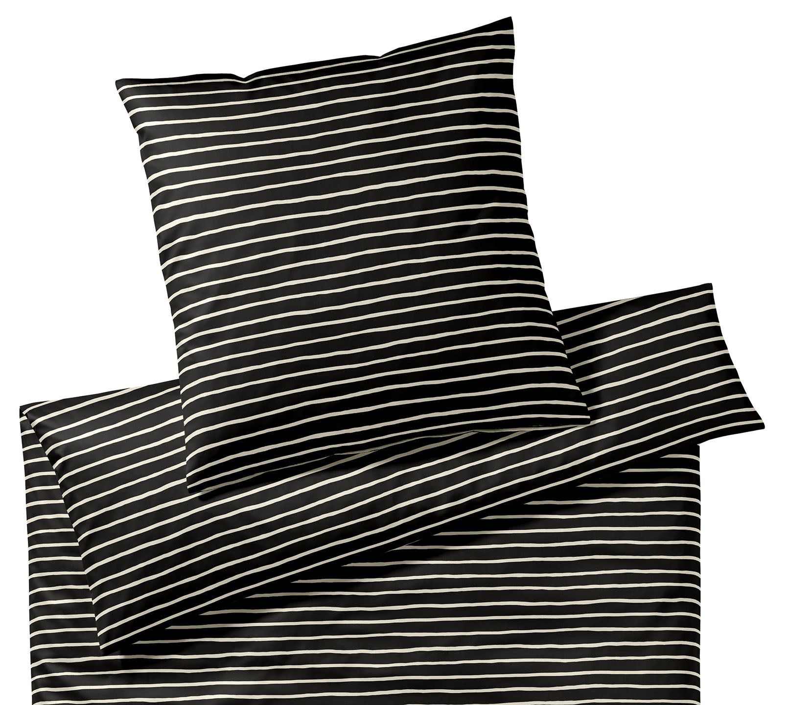 Satin Bettwaesche Lines in Schwarz Freisteller #farbe_Lines Schwarz