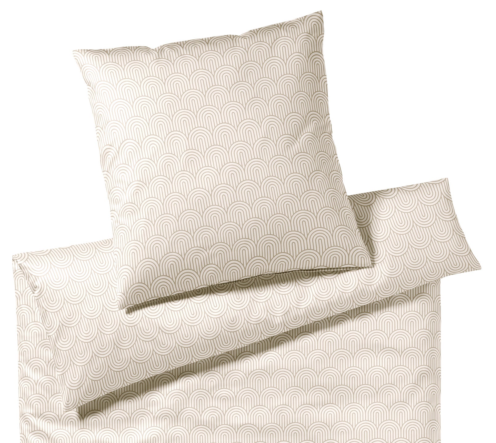 Satin Bettwäsche Maison Arcs in Gold Bögen Freisteller #farbe_Maison Arcs Natur