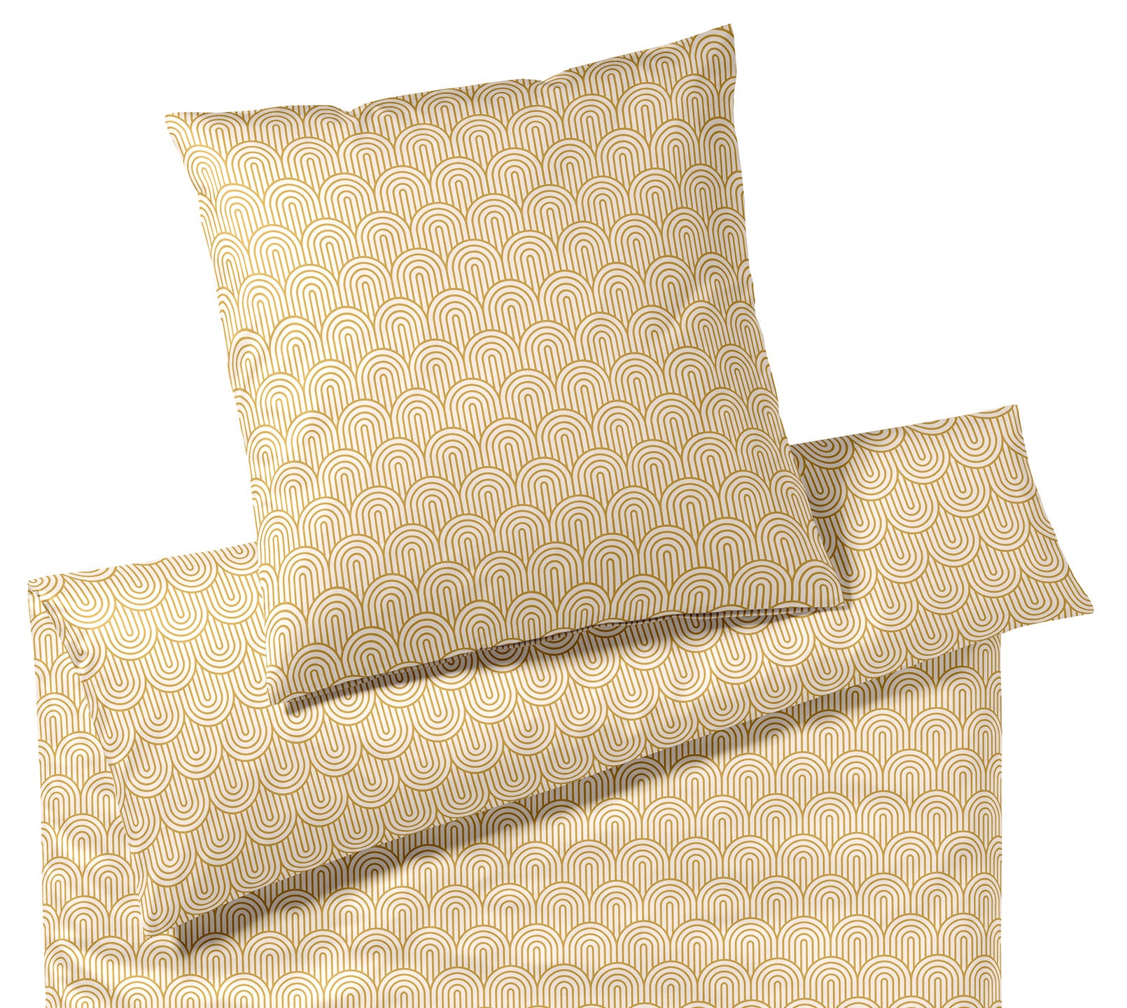 Satin Bettwäsche Maison Arcs in Gold Bögen Freisteller #farbe_Maison Arcs Gold