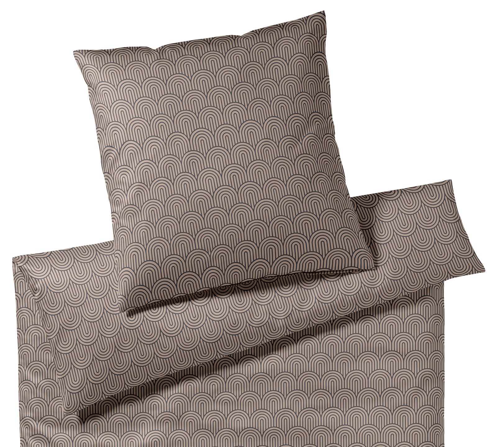 Satin Bettwäsche Maison Arcs in Gold Bögen Freisteller #farbe_Maison Arcs Basalt