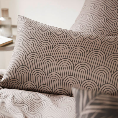 Satin Bettwäsche Maison Arcs in Gold Bögen Kissenmix #farbe_Maison Arcs Basalt