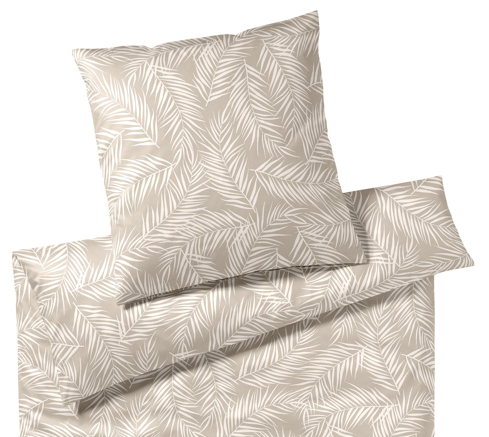 Satin Bettwäsche Maison Leaves in Gold Palmenblätter Freisteller #farbe_Maison Leaves Natur