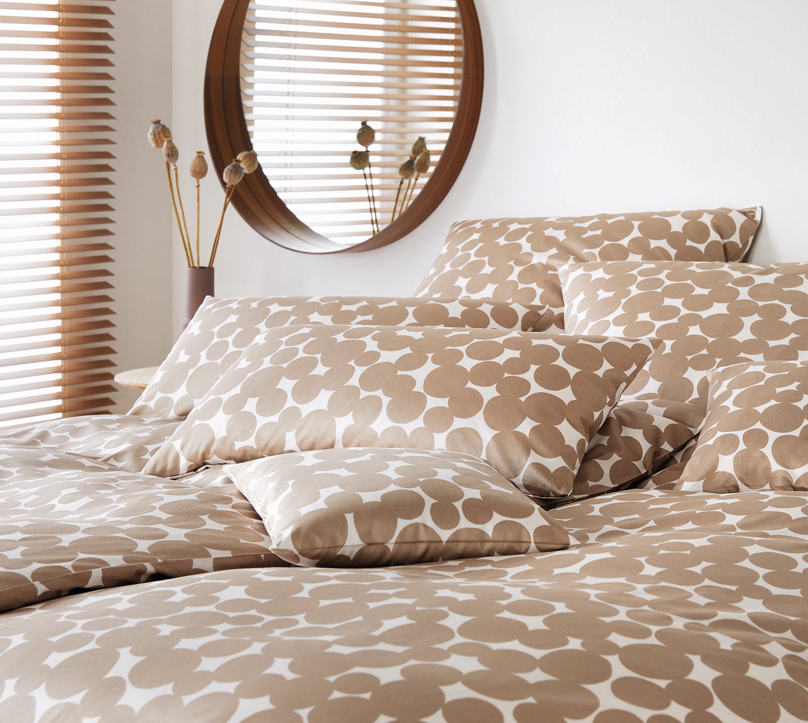 Satin Bettwäsche Pebbles in Natur Kreise Schlafzimmer #farbe_Pebbles Natur
