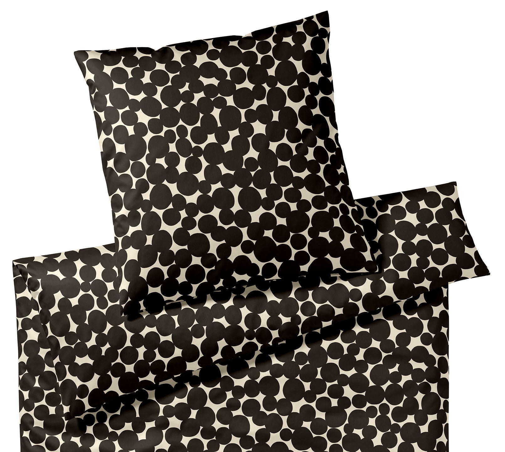 Mako Satin Bettwäsche Pebbles in Schwarz Freisteller #farbe_Pebbles Schwarz