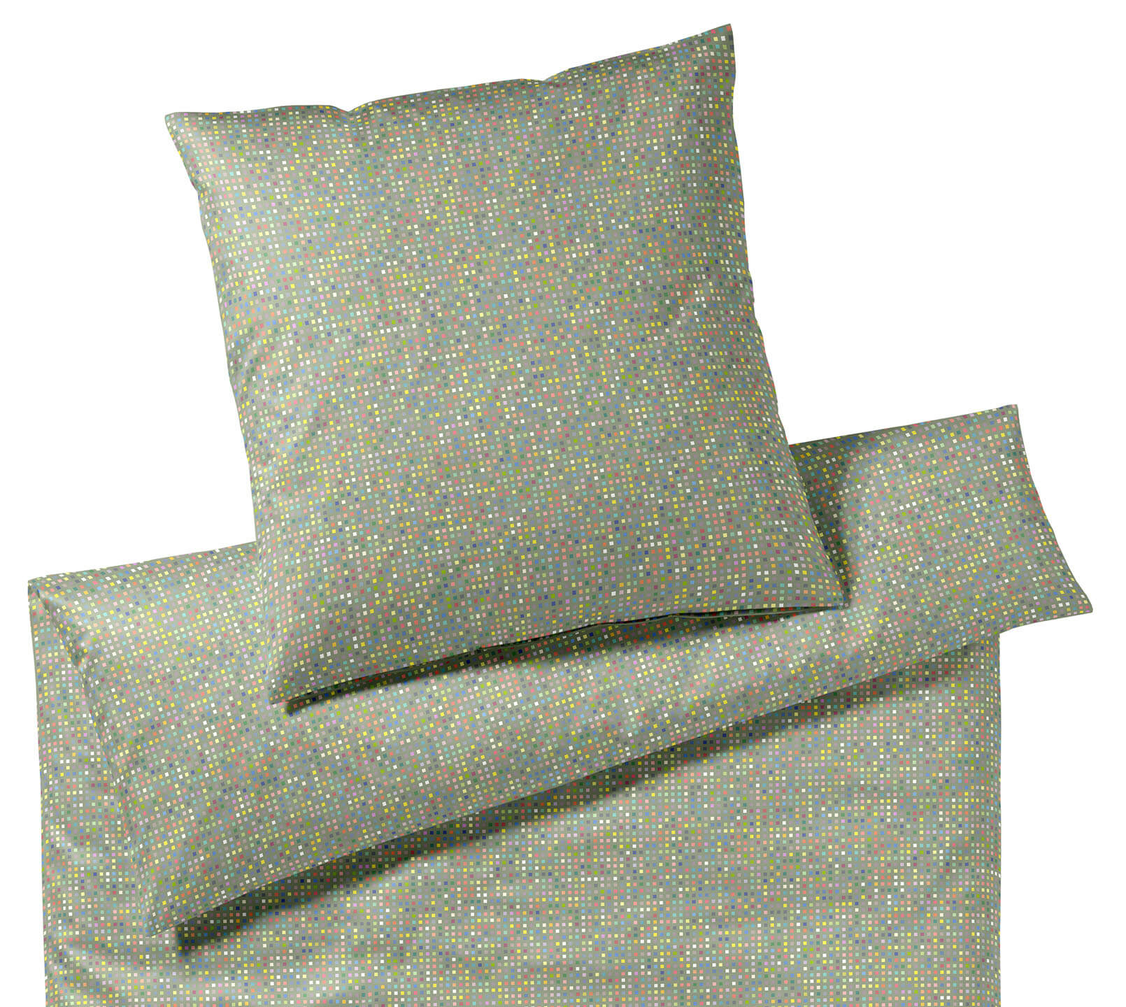Satin Bettwäsche Pixie in Olivgrün Punktegraphik Freisteller #farbe_Pixie Olivgrün