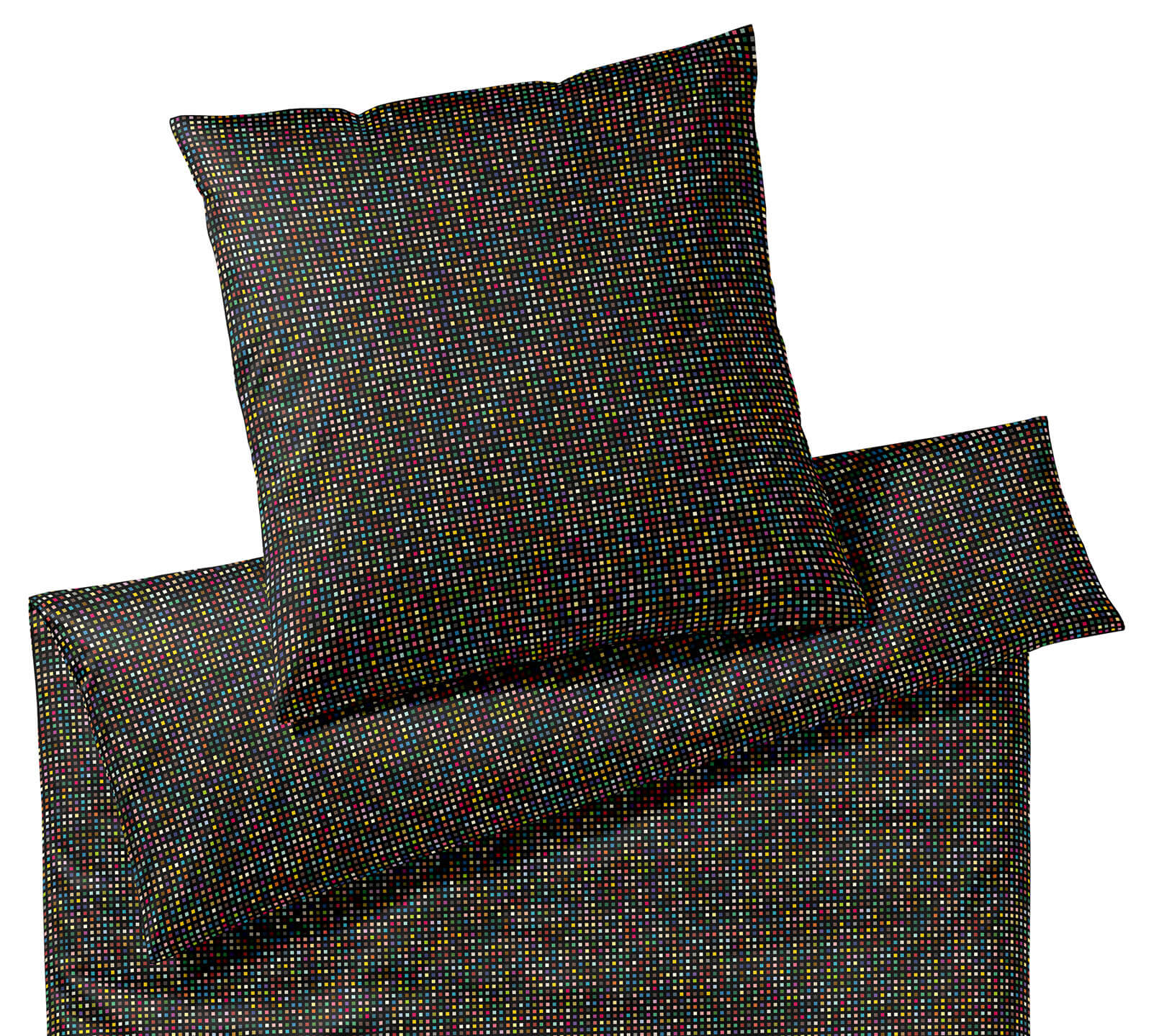 Satin Bettwäsche Pixie in Schwarz Punktegraphik Freisteller #farbe_Pixie Schwarz