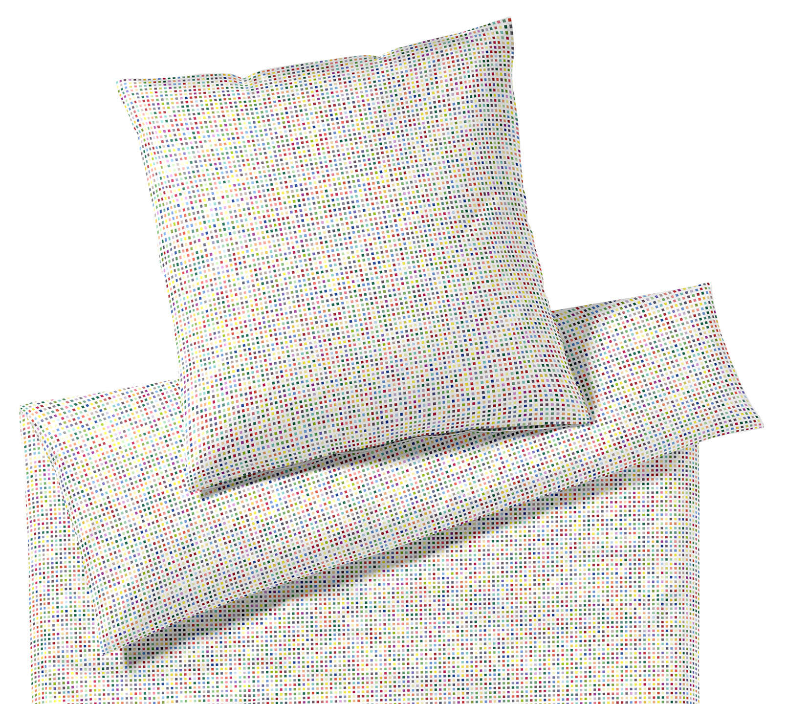 Satin Bettwäsche Pixie in Weiß Punktegraphik Freisteller #farbe_Pixie Weiß