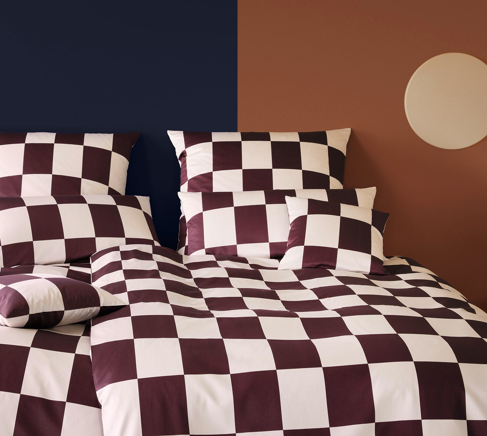 Satin Bettwäsche Plenty in Rosé-Wine Karo Schlafzimmer #farbe_Plenty Rose-Wine