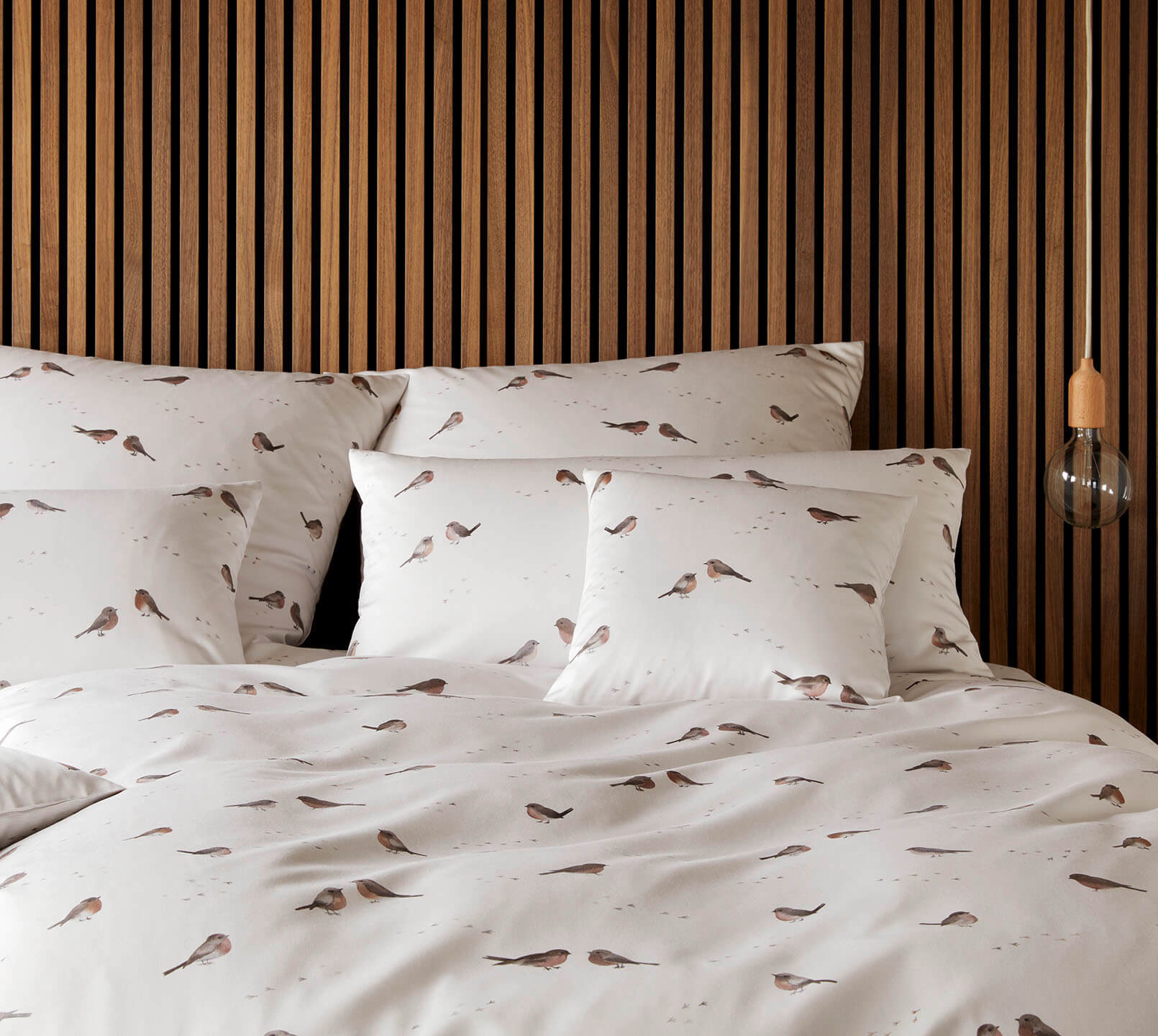 Satin Bettwäsche Rotkehlchen in Natur Rotkehlchen Schlafzimmer #farbe_Rotkehlchen Natur