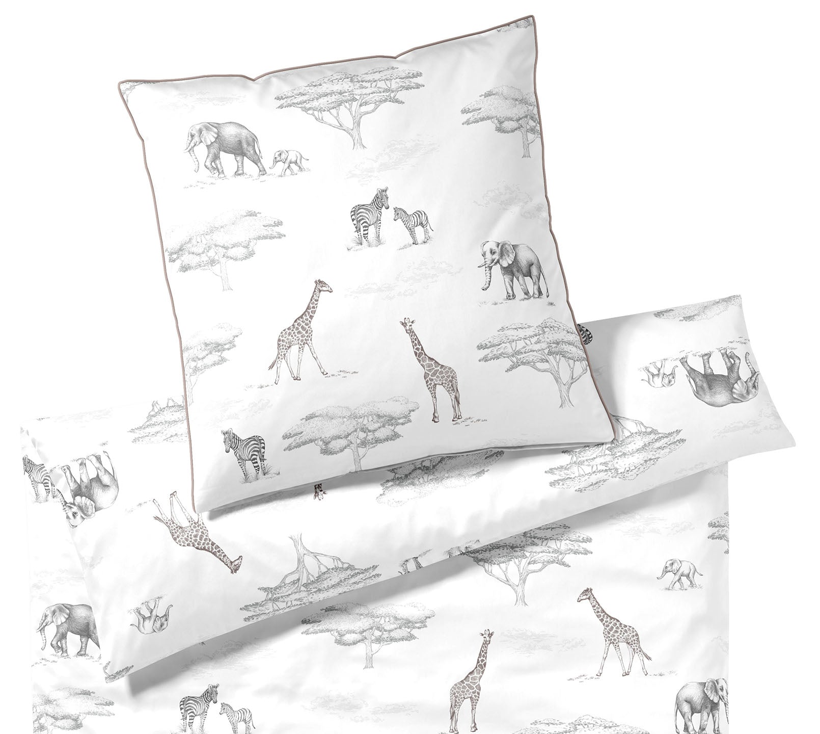 Satin Bettwaesche Sambesi in Beige Tiere Freisteller