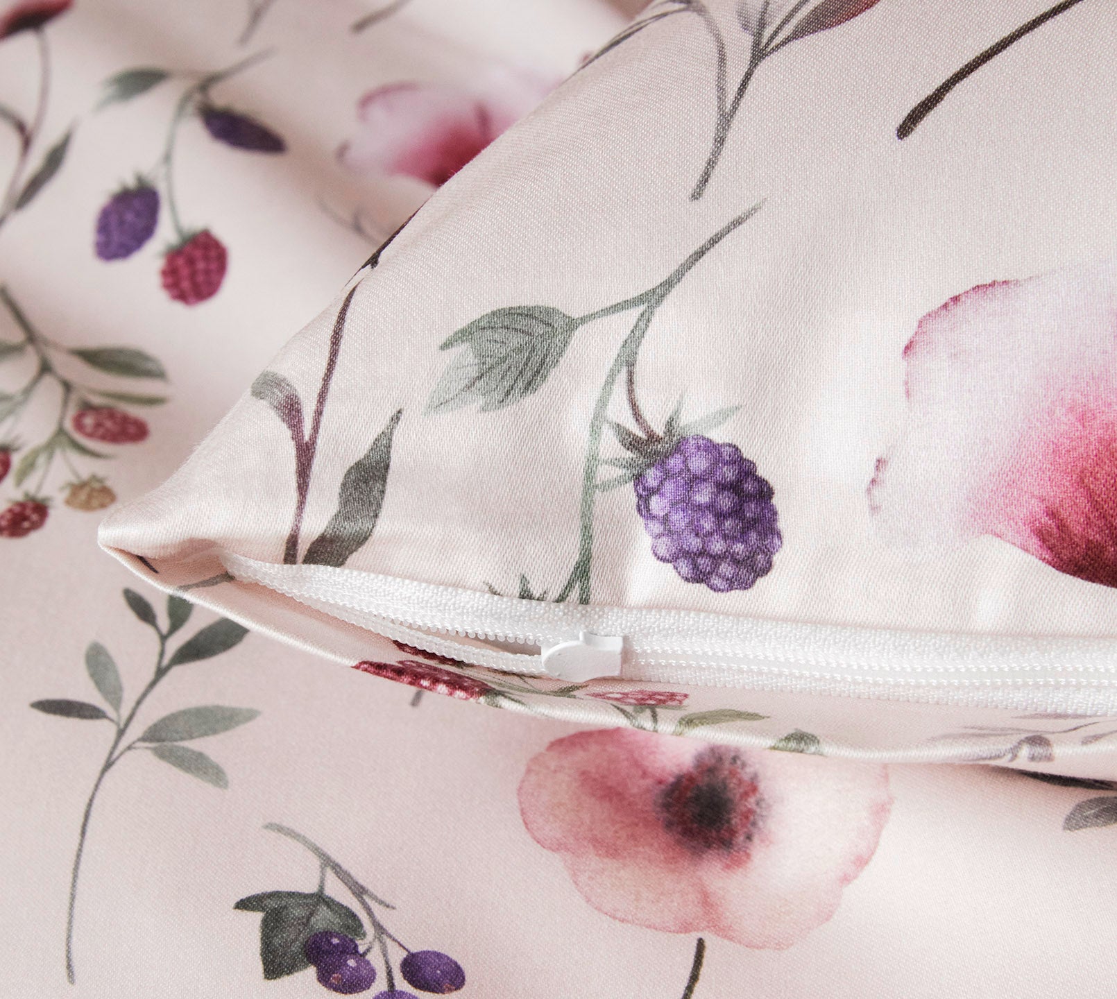 Satin Bettwäsche Sorbet in Rose Blumen Reißverschluss #farbe_Sorbet Rose