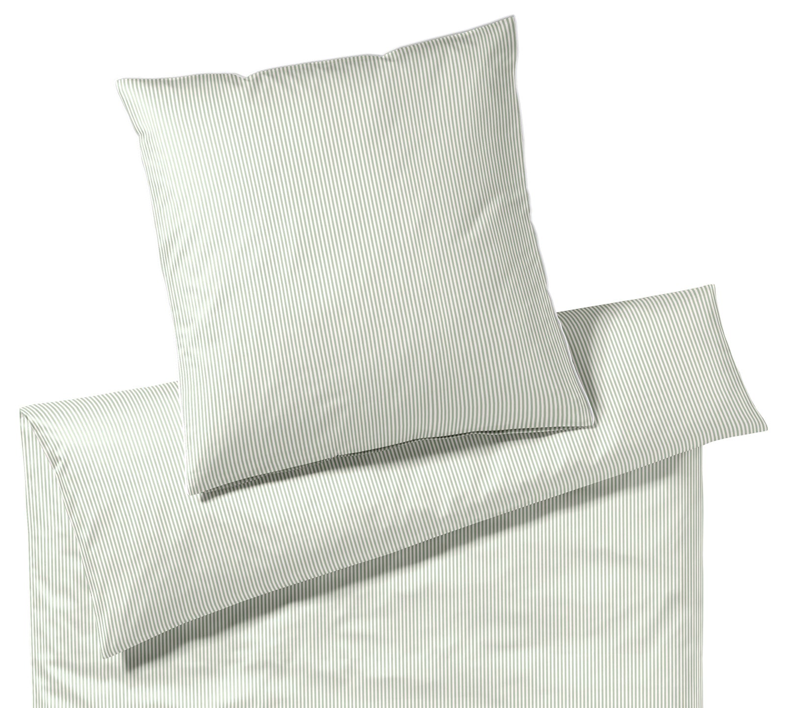 Satin Bettwäsche Hamburger Streifen in Pistazie Streifen Freisteller #farbe_Hamburger Streifen Pistazie