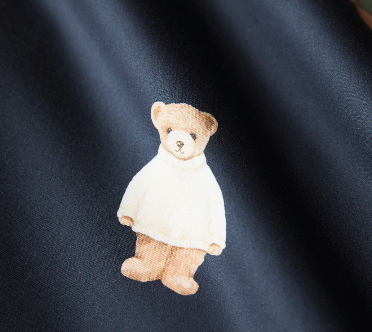 Satin Bettwäsche Teddy Bear in Blau Teddybären Material #farbe_Teddy Bear Blau