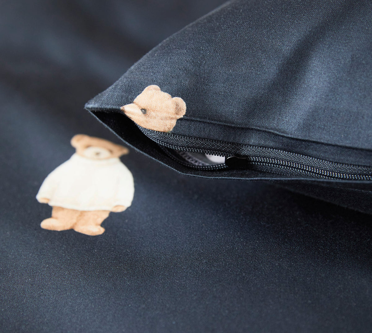 Satin Bettwäsche Teddy Bear in Blau Teddybären Reißverschluss #farbe_Teddy Bear Blau