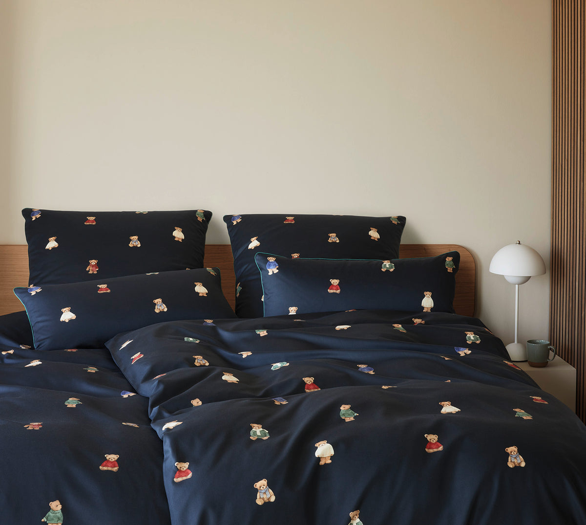 Satin Bettwäsche Teddy Bear in Blau Teddybären Schlafzimmer #farbe_Teddy Bear Blau