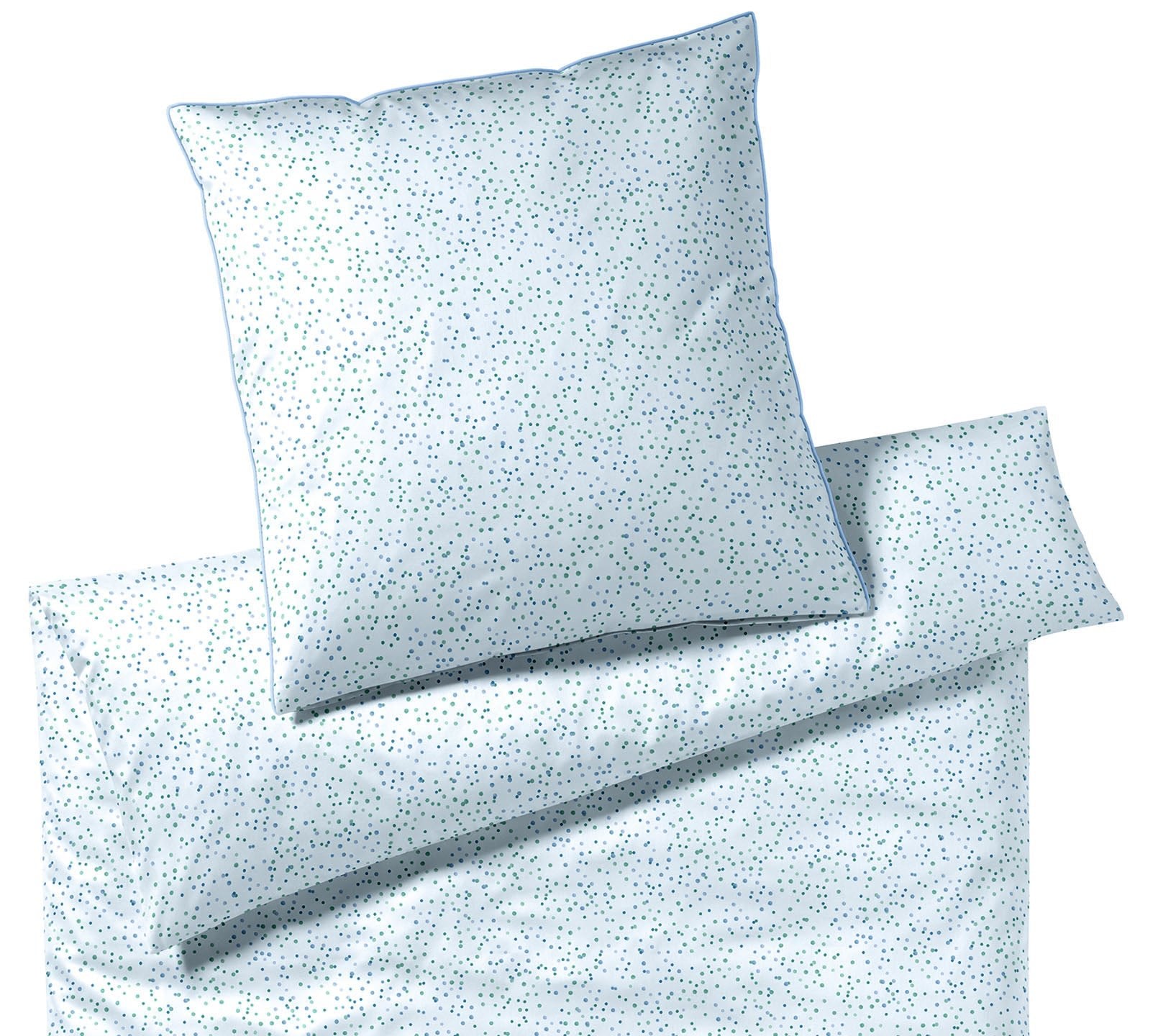 Satin Bettwäsche Tingle in Aqua-Grün Punkte Freisteller #farbe_Tingle Aqua-Grün #farbe_Tingle Aqua-Grün