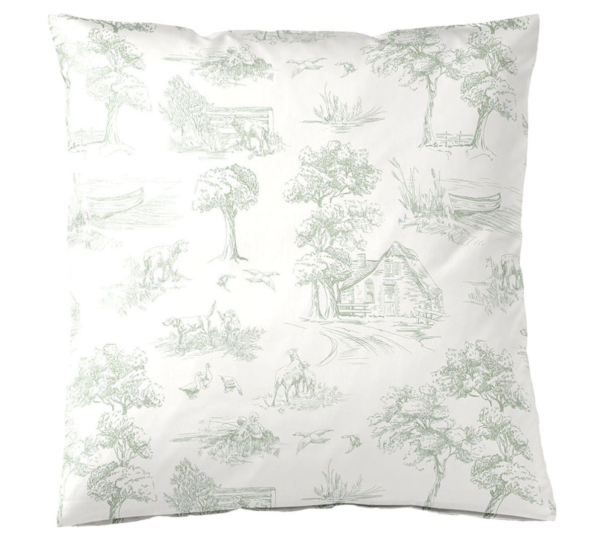 Satin Bettwäsche Toile de Jouy in Pistazie Freisteller Kissen #farbe_Pistazie