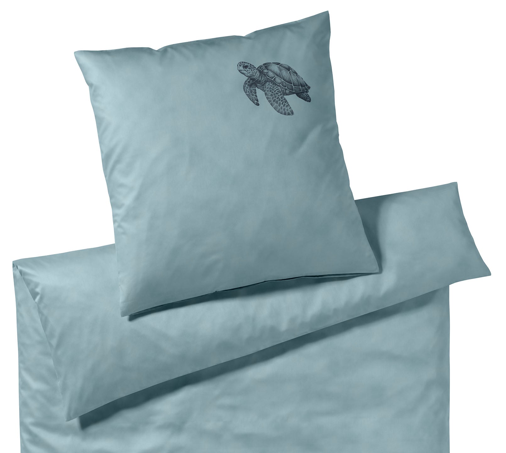 Mako Satin Bettwäsche Traveller mit Tiermotiv auf Kopfkissen