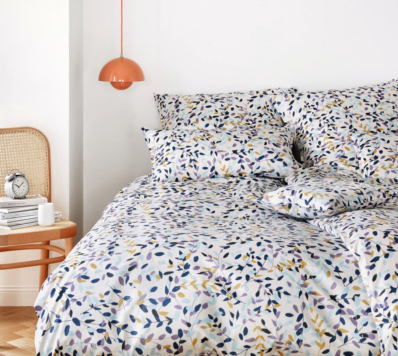 Satin Bettwäsche Visible Blätter Schlafzimmer #farbe_Visible Flieder