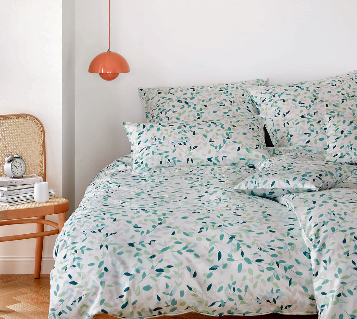 Satin Bettwäsche Visible in Minze Blätter Schlafzimmer #farbe_Visible Minze