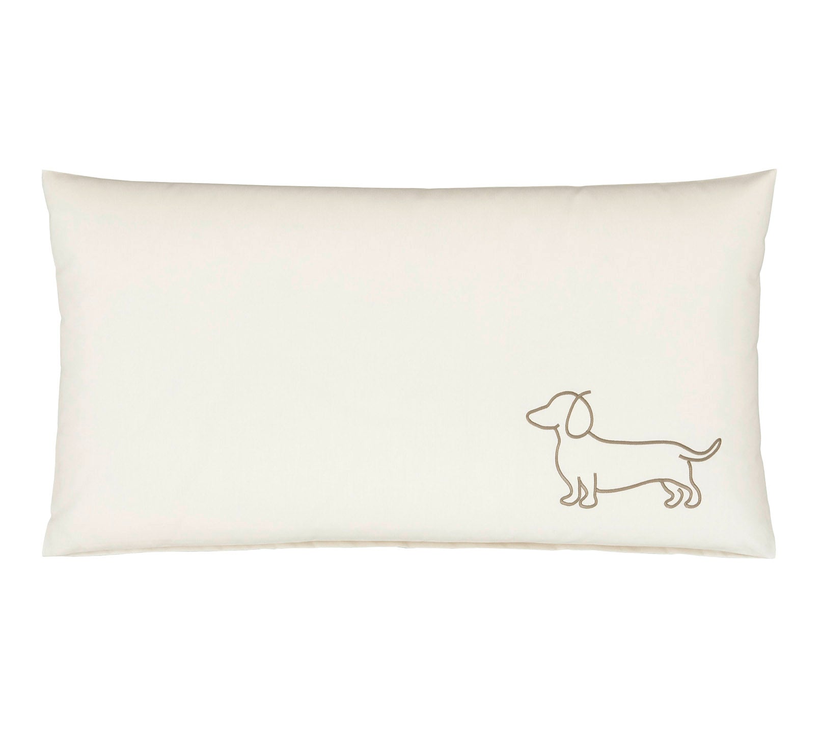 Satin Kissen 40x80 Companion in Natur-Beige Hundesilhouette Stickerei #farbe_Companion Natur-Beige Kissen 40x80cm