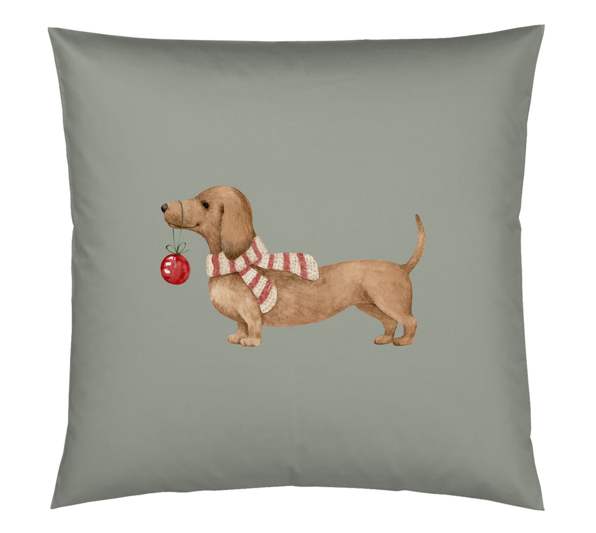Satin Kissen Eddie in Salbei Freisteller Dackelmotiv #farbe_Eddie Salbei
