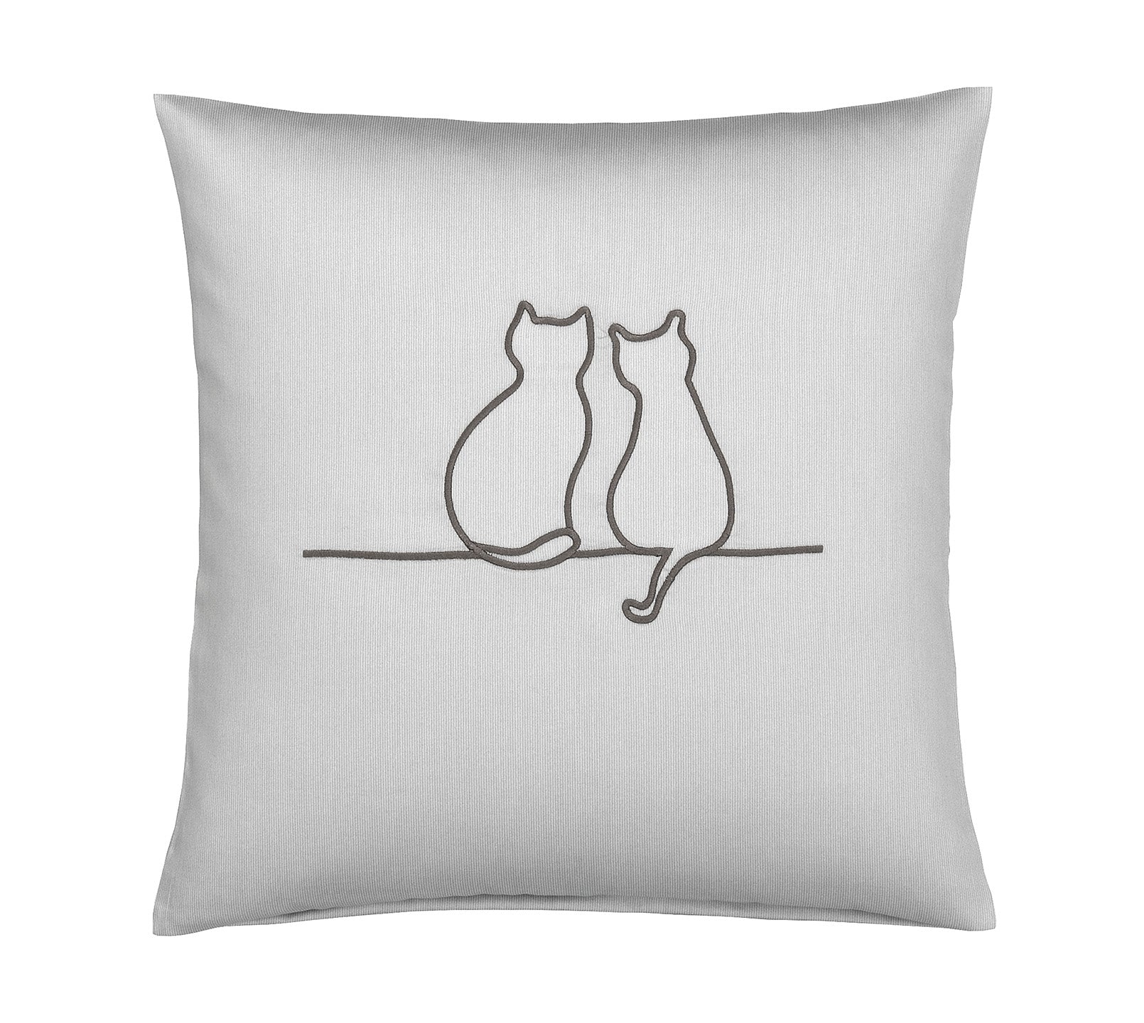 Satin Kissen 40x40 It´s You & Me in Anthrazit Katzensilhouette Stickerei 40x80cm Detail #farbe_It s You and Me Anthrazit Kissen 40x40cm