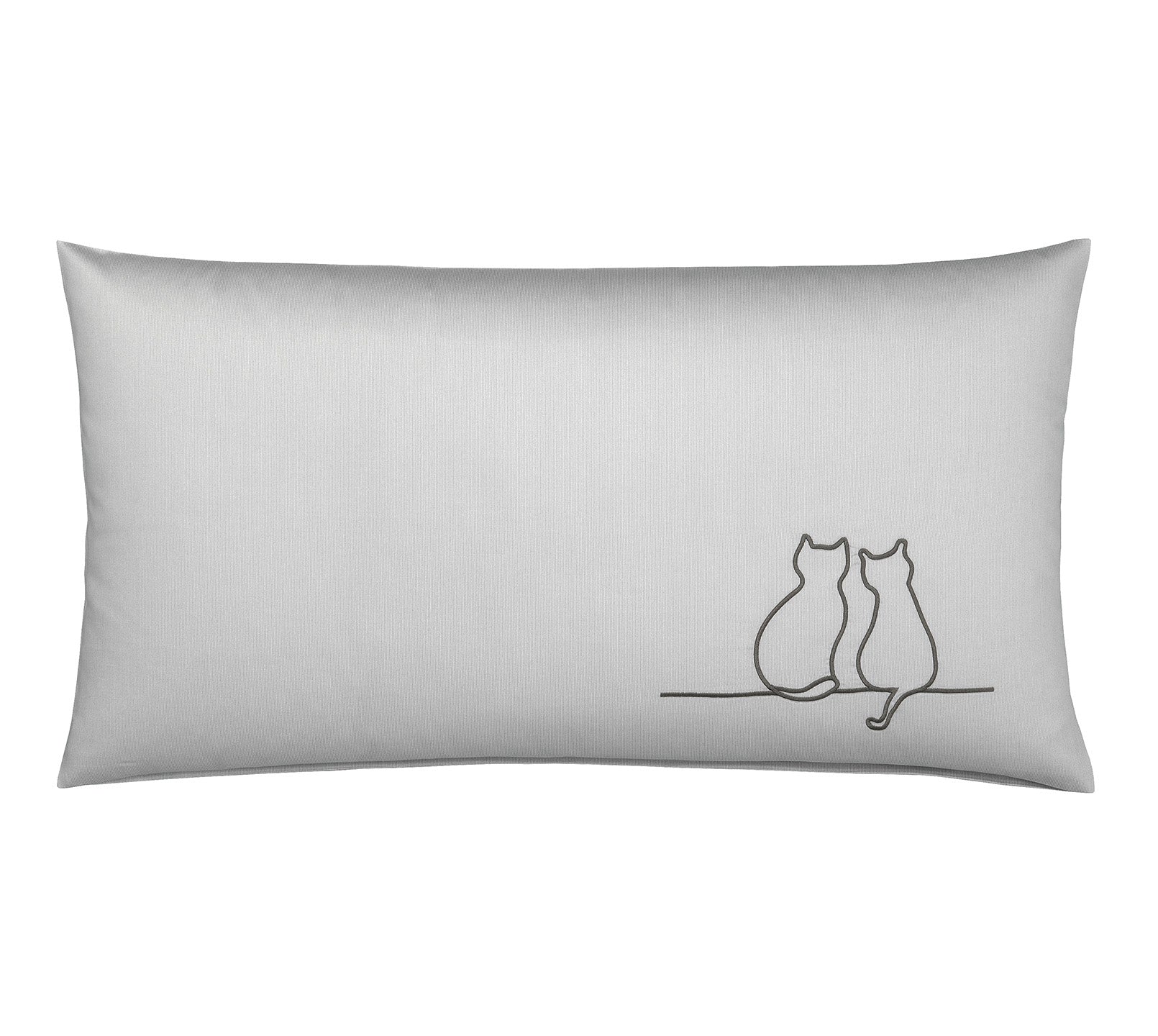 Satin Kissen 40x80 It´s You & Me in Anthrazit Katzensilhouette Stickerei 40x80cm #farbe_It s You and Me Anthrazit Kissen 40x80cm