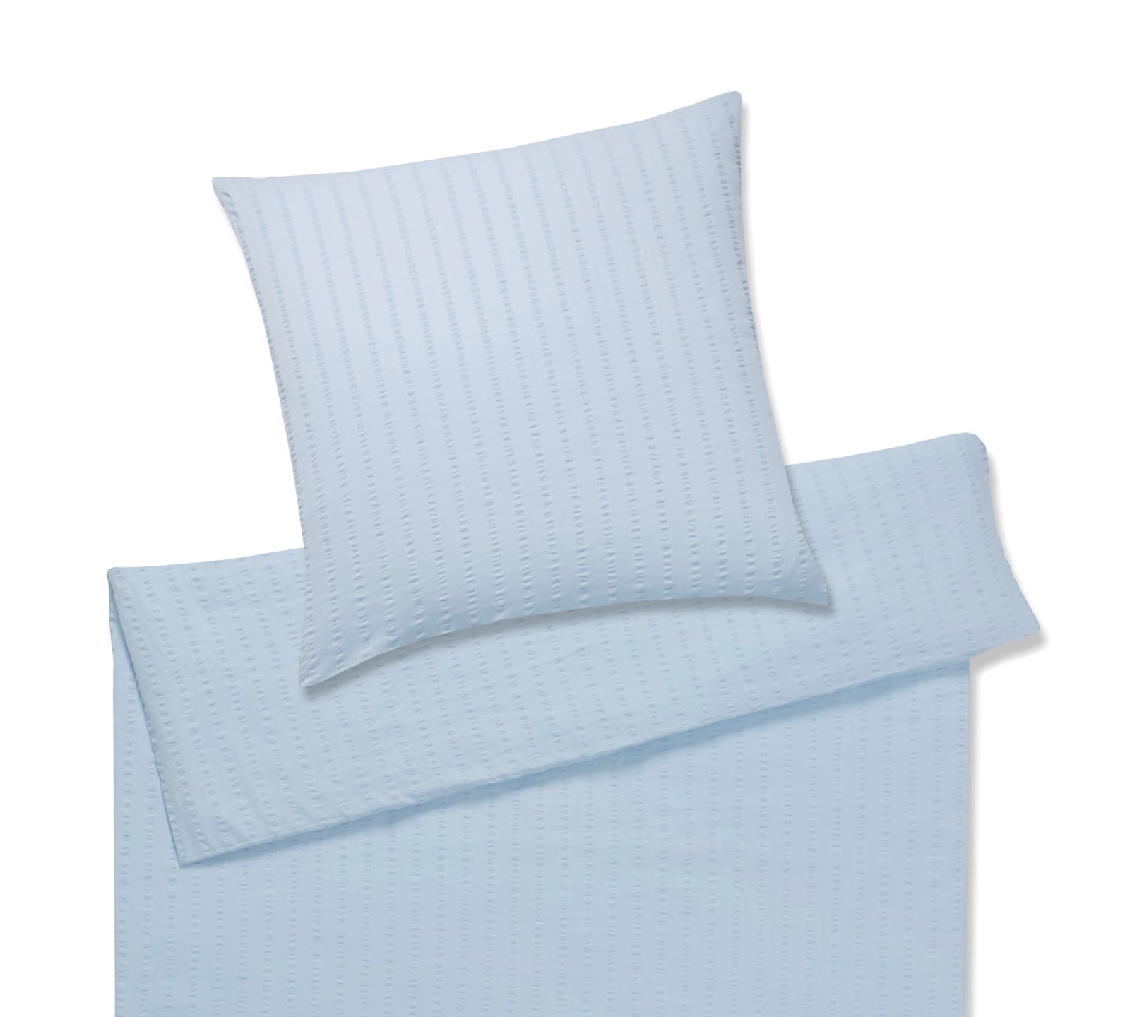 Seersucker Bettwaesche Chelsea in Hellblau Streifen Schlafzimmmer #farbe_Hellblau