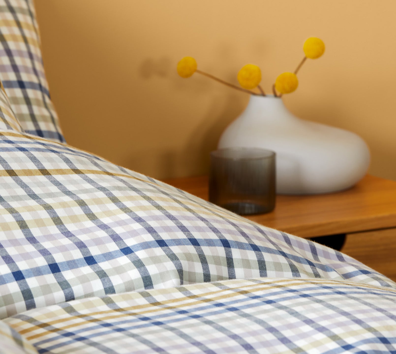 Softflanell Bettwäsche Aberdeen in Blau-Grün Karo Detail #farbe_Aberdeen Blau-Grün